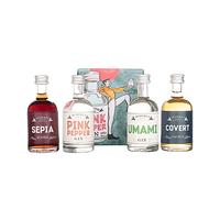 The Audemus Collection Gift Pack - 4 Miniature 50ml Bottles Of Signature Pink Pepper Gin, Covert Fig Leaf Liqueur, Sepia Bitter And Umami Gin, Luxury Flavoured Gin Tasting Set In Premium Gift Box