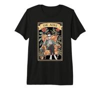 The Aunt Tarot Card Skeleton Messy Bun Drinking Coffee Aunt Premium T-Shirt