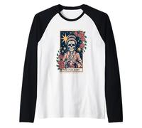 The Aunt Tarot Card Women Skeleton Aunty Coffee Lover Raglan Baseball Tee