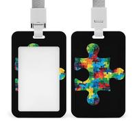 The Autism PuzzlePiece Funny ID Badge Holder with Lanyard Name Card Holders for Work Nurse Teacher