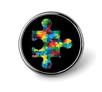 The Autism PuzzlePiece Round Brooch Pin Button Lapel Tie Badge Hat Clothes Accessories for Men Women
