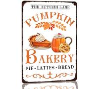 The Autumn Lane Pumpkin Bakery Metal Tin Sign Vintage Metal Pumpkin Bakery Sign Retro Fall Art Decor for Home Cake Shop Bake House Bar Pub Kitchen Wall Decor Poster 8x12 Inch