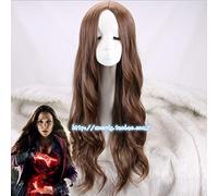 The Avengers Scarlet Witch Wanda Django Maximoff Wavy Long Synthetic Cosplay Wig Hair for Adult+ Free Wig Cap