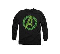 The Avengers St Patrick's Day Logo Shamrock Long Sleeve T-Shirt, Black Marvel Black XL