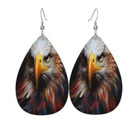The awe inspiring eagle Women's Teardrop Leather Earrings - Lightweight PVC Dangle Earrings, 925 Silver Hooks, Double-Sided Prints | Hypoallergenic Gift