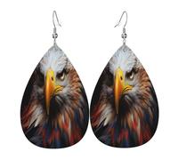 The awe inspiring eagle Women's Teardrop Leather Earrings - Lightweight PVC Dangle Earrings, 925 Silver Hooks, Double-Sided Prints | Hypoallergenic Gift