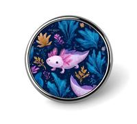 The Axolotls Pattern Unisex Novelty Brooches & Pins | Round Metal Lapel Badge for Clothing Shawl Hat