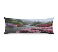 The Azaleas Along The Foggy Path are Moist Body Pillowcase Soft Breathable Full Long Pillow Cover 20x54 Inches Polyester Pillow Case with Hidden Zipper Closure for Bedroom Home Decorations