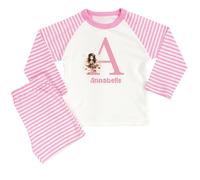 The Baby Box UK Girls Personalised Pyjamas Initial Printed PJs for Girls (Pink Stripe Fairy Initial, 6-12 Months)