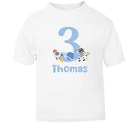 The Baby Box UK Personalised Boys Age Name T Shirt Birthday Number Top (Blue Space Number, 2-3 Years)