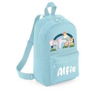 The Baby Box UK Personalised Boys Backpack Toddler Safari Dinosaur Back Pack Childrens Rucksack (Light Blue)