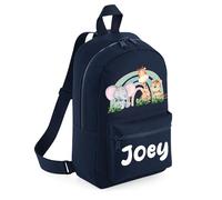The Baby Box UK Personalised Boys Backpack Toddler Safari Dinosaur Back Pack Childrens Rucksack (Navy)