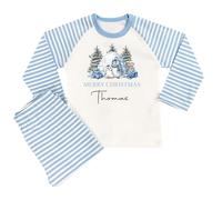 The Baby Box UK Personalised Boys When I Wake Up Christmas Pyjamas Xmas Pjs (Blue Penguins, 6-12 Months)