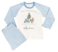 The Baby Box UK Personalised Boys When I Wake Up Christmas Pyjamas Xmas Pjs (Blue When I Wake Up Bunny Tree, 5-6 Years)
