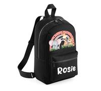 The Baby Box UK Personalised Girls Backpack Toddler Safari Rainbow Back Pack Childrens Rucksack (Black)