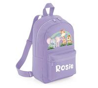 The Baby Box UK Personalised Girls Backpack Toddler Safari Rainbow Back Pack Childrens Rucksack (Lilac)