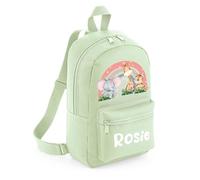 The Baby Box UK Personalised Girls Backpack Toddler Safari Rainbow Back Pack Childrens Rucksack (Pistachio)