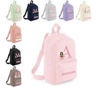 The Baby Box UK Personalised Girls Rucksack Backpack Bag Fairy Animals Unicorns Mini School Club Nursery (Pink)