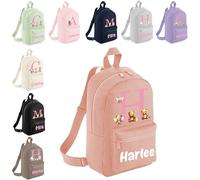 The Baby Box UK Personalised Girls Rucksack Backpack Bag Fairy Animals Unicorns Mini School Club Nursery (Peach)