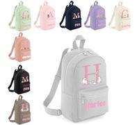 The Baby Box UK Personalised Girls Rucksack Backpack Bag Fairy Animals Unicorns Mini School Club Nursery (Grey)