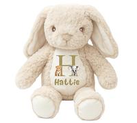 The Baby Box UK Personalised Teddy Bear Bunny Rabbit Lion Monkey Unicorn Name Newborn Gift (Beige Rabbit)