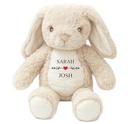 The Baby Box UK Valentines Teddy Bear Personalised Soft Plush Cuddly Couples Boyfriend Girlfriend Name Gift (Heart Beige Rabbit)