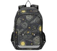 the backpack kid 8-12: modern books bag for child in assorted colors - Yellow and black oil painting feeling starry sky