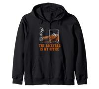 The Backyard Is My Office Funny Cigar And Bourbon Lovers Zip Hoodie