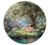 The Backyard of Heaven Puzzle 1000 Piece Cute Animals Round Puzzle for Adults Jigsaw Puzzles Impossible Educational Games Home Decoration 1000pcs (67.5x67.5cm)