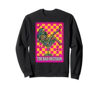 The Bad Decision Retro Skeleton Vibrant Checkered Party Art Sweatshirt