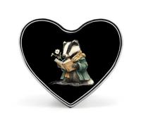 The Badger Reading Book Unisex Novelty Brooches & Pins | Heart Metal Lapel Badge for Clothing Shawl Hat