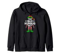 The Bah Humbug Elf Xmas Matching Family Christmas Elf Zip Hoodie