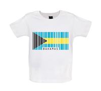 The Bahamas Barcode Style Flag - Organic Baby/Toddler T-Shirt - White - 12-18 Months