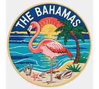 The Bahamas Caribbean Patch Embroidered Iron-on/Sew-on Badge (3 Inch) Travel Vacation Souvenir Flamingo Tropical Island Emblem Gift Patches