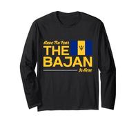 The Bajan is Here Barbados Flag Barbadian Roots Long Sleeve T-Shirt
