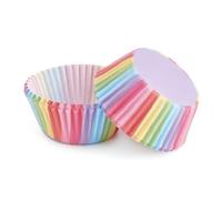 The Baked Studio - 100-Piece Colourful Cupcake Cases - Vibrant Paper Liners for Baking, Non-Stick, Food-Grade & Oven Safe (Rainbow Stripe)