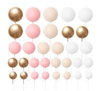 The Baked Studio - 32 Pieces Cake Decorating Balls With 4 Sizes In Pack - White, Gold, Light Pink & Ivory Beige (Mixed Colour Bundle 5)