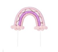 The Baked Studio - Boho Braided Rainbow And Cloud Cake Topper For Cake Decorating For Birthdays Baby Shower Christenings (Boho Rainbow - Pink, Purple & Gold)