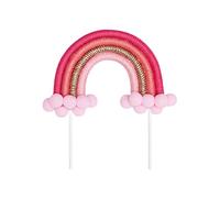 The Baked Studio - Boho Braided Rainbow And Cloud Cake Topper For Cake Decorating For Birthdays Baby Shower Christenings (Boho Rainbow - Pink & Gold)