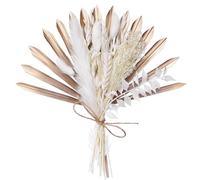 The Baked Studio - Boho Dried Flower Cake Topper Set With Mocha Latte & Gold Ombre Sun Palm Leaf Leaves & White Dried Flowers For Cake Decorating (Mocha Latte)