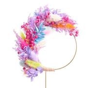 The Baked Studio - Boho Dried Flower Floral Ring Wreath Cake Topper For Cake Decorating For Birthdays Baby Shower Christening & Wedding (Rainbow Sherbet)