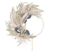 The Baked Studio - Boho Dried Flower Floral Ring Wreath Cake Topper For Cake Decorating For Birthdays Baby Shower Christening & Wedding (Oats & Eucalyptus - Pink)