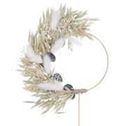 The Baked Studio - Boho Dried Flower Floral Ring Wreath Cake Topper For Cake Decorating For Birthdays Baby Shower Christening & Wedding (Oats & Eucalyptus - White)
