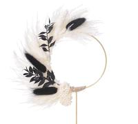 The Baked Studio - Boho Dried Flower Pampas Floral Ring Cake Topper For Cake Decorating For Birthdays Baby Shower Christening & Wedding (Black & White)