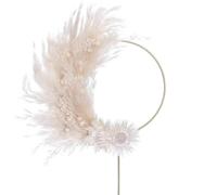 The Baked Studio - Boho Dried Flower Pampas Floral Ring Cake Topper For Cake Decorating For Birthdays Baby Shower Christening & Wedding (White Bleached)