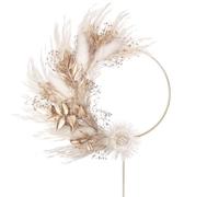 The Baked Studio - Boho Dried Flower Pampas Floral Ring Cake Topper For Cake Decorating With Pampas For Birthdays Baby Shower Christening & Wedding (Gold)