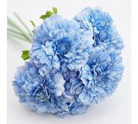 The Baked Studio - Chrysanthemum Artificial Silk Flower Bouquet | Artificial Flowers for Cake Decorating, Wedding Cakes, Event Styling & Home Décor (Sky Blue)