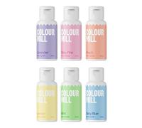 The Baked Studio Colour Mill Oil Based Food Colouring Sets - Lavender, Baby Pink, Peach, Lemon, Mint, Baby Blue - Buttercream Fondant Sugarpaste Icing and Chocolate Colour (Pastel Colours), 120ml