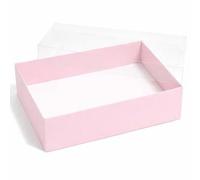 The Baked Studio - Deluxe Treat & Cookie Boxes with Clear Lid - Pack of 5 | Luxury White Bakery Boxes for Cookies, Brownies, Treats & Gifts (Pink, 25 x 19.5 x 7cm)