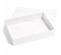 The Baked Studio - Deluxe Treat & Cookie Boxes with Clear Lid - Pack of 5 | Luxury White Bakery Boxes for Cookies, Brownies, Treats & Gifts (White, 24 x 15.5 x 5cm)
